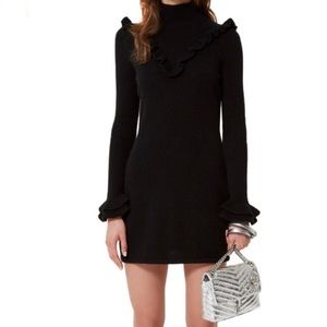 Rebecca Minkoff Dulcie Black Ruffle Sweater Dress  Size S